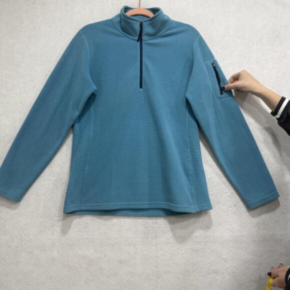 Orvis Trout Bum Sweater Mens Medium Blue Fleece Quarter Zip Pullover Outdoor - Picture 4 of 8